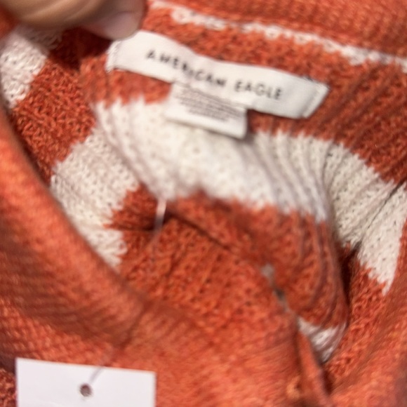 Striped Polo Sweater - Orange and White - Picture 2 of 4